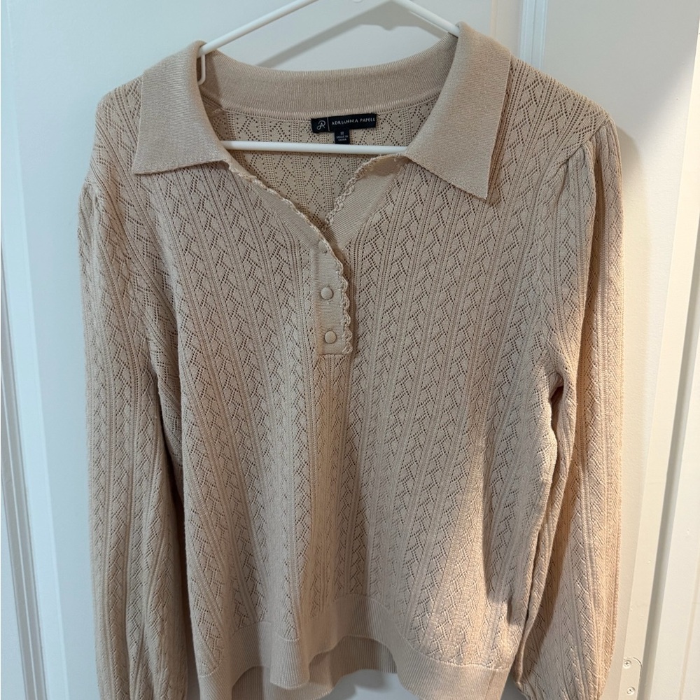 Adrianna Papell Textured Knit Top in Beige